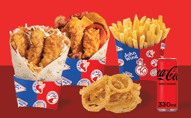 2 Wrapster & Onion Rings & Aναψυκτικό 330ml. & Πατάτες Medium με μόνο 11.50€!